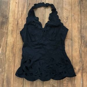 Karen Millen cut out halter top black